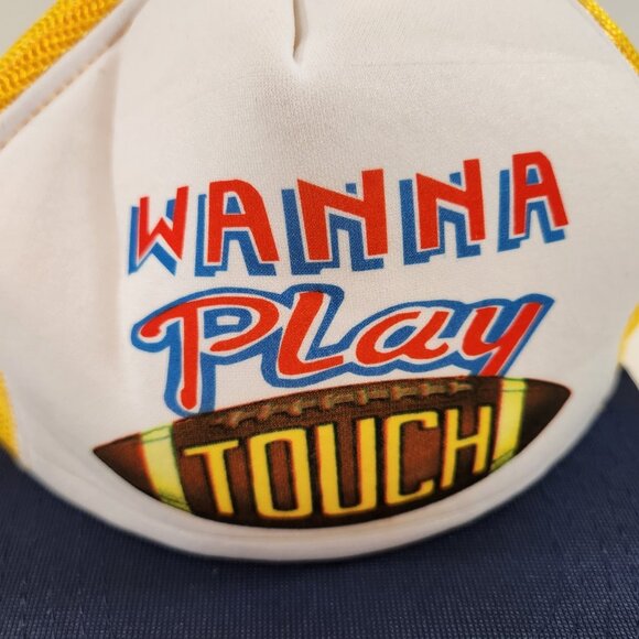 Beco Wanna Play Touch Football Trucker Hat Mesh Back One Size Navy Yellow - Picture 2 of 9